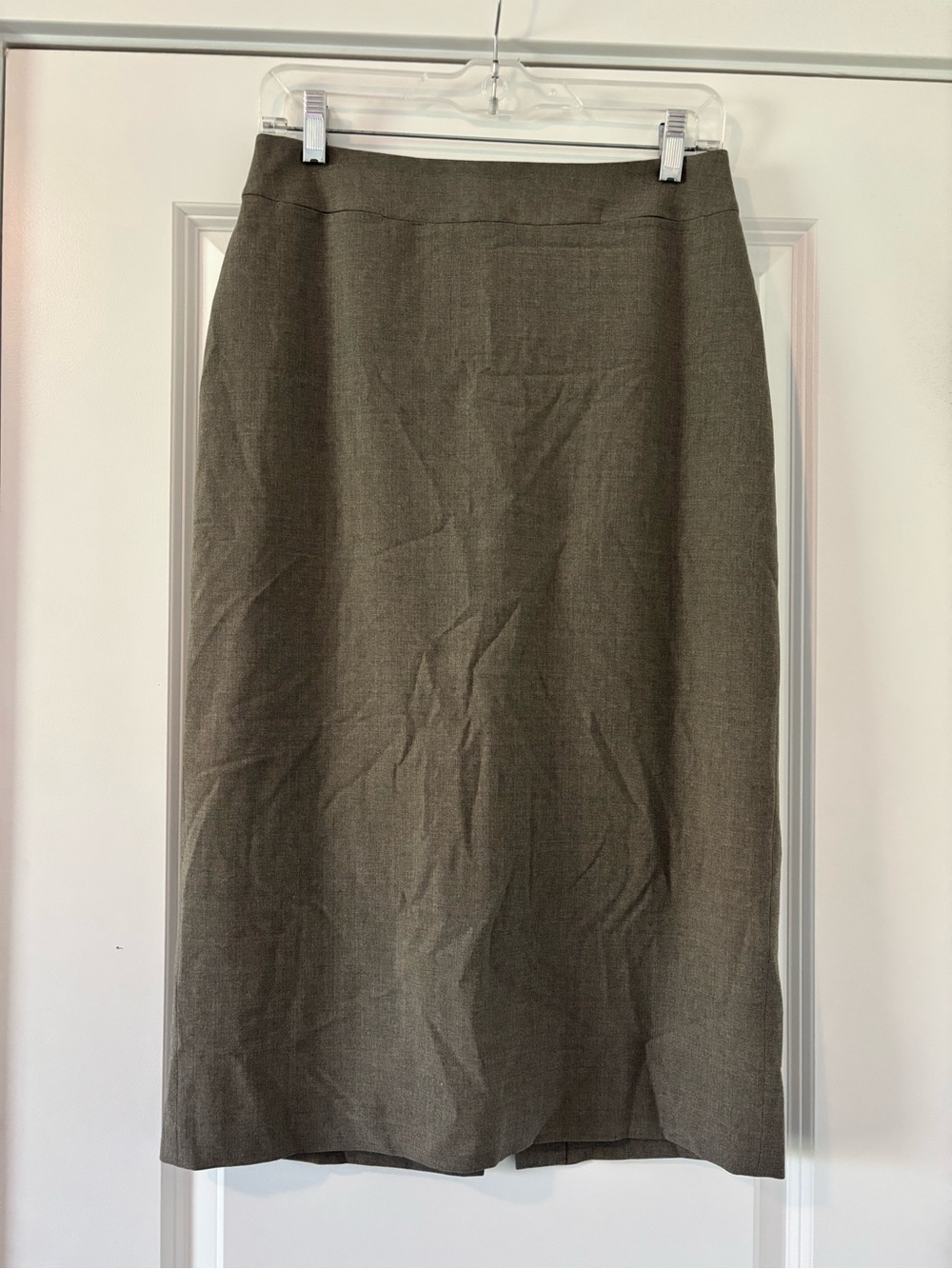 Ann Taylor Stretch Taupe 96% Wool Long Midi Pencil Skirt